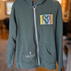 Green Kids Hoodie with Heart Graphic